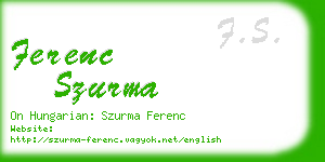 ferenc szurma business card